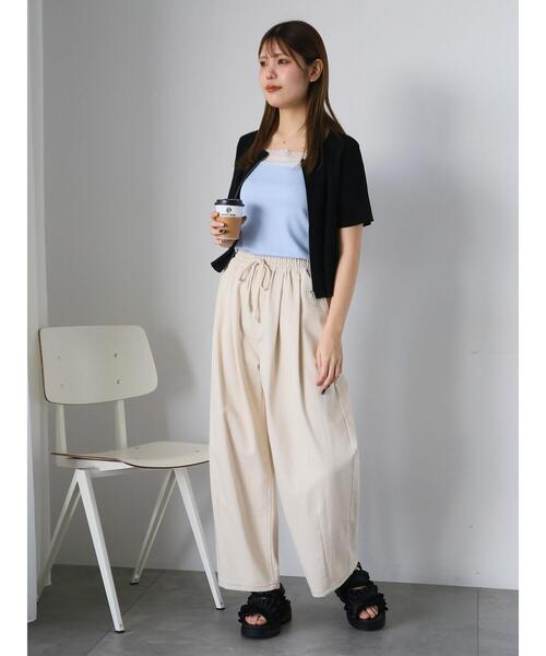 ehka sopo（エヘカソポ）の「前後2WAYレース付きタンクトップ（タンクトップ・レディース・サックスブルー/ライトベージュ/ブラック/オフホワイト・F）」の18枚目の写真