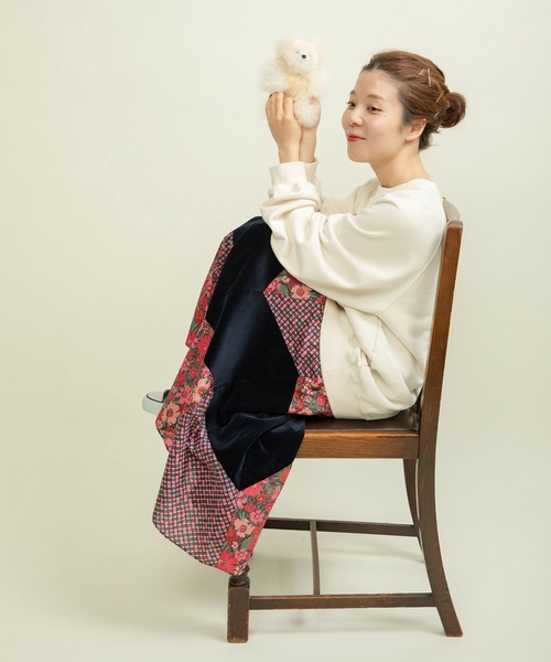 Dot＆Stripes CHILD WOMAN（ドットアンドストライプス　チャイルドウーマン）の「☆リバティ/LIBERTY パッチワーク＆別珍 フレアスカート（スカート・レディース・ピンク/ブルー・FREE）」の13枚目の写真