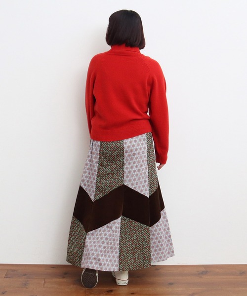 Dot＆Stripes CHILD WOMAN（ドットアンドストライプス　チャイルドウーマン）の「☆リバティ/LIBERTY パッチワーク＆別珍 フレアスカート（スカート・レディース・ピンク/ブルー・FREE）」の21枚目の写真