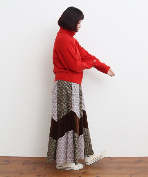 Dot＆Stripes CHILD WOMAN（ドットアンドストライプス　チャイルドウーマン）の「☆リバティ/LIBERTY パッチワーク＆別珍 フレアスカート（スカート・レディース・ピンク/ブルー・FREE）」の22枚目の写真