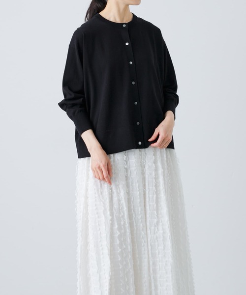 ROCHAS ロシャス ブラック コットン ハイゲージニットトッパーカーディガン　0401528 ブラック 9 カーディガン コットン レディース 中古 ROCHAS ロシャス ブラック コットン ハイゲージニットトッパー