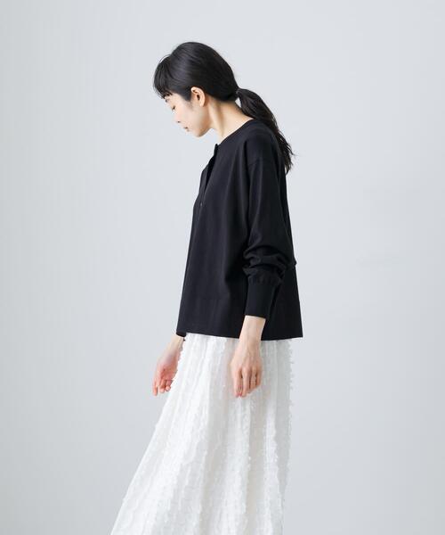 かぐれ（カグレ）の「ハイゲージコットンクルーネックカーディガン（カーディガン/ボレロ・レディース・ライトグレー/パープル/ブラック・FREE）」の6枚目の写真