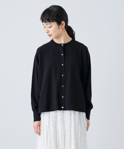 かぐれ（カグレ）の「ハイゲージコットンクルーネックカーディガン（カーディガン/ボレロ・レディース・ライトグレー/パープル/ブラック・FREE）」の11枚目の写真