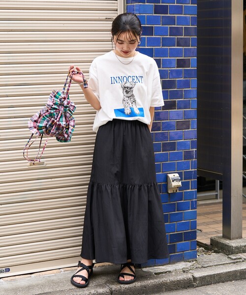 FREAK'S STORE（フリークスストア）の「<接触冷感> SUMMERCOOL ティアードスカート（スカート・レディース・ブルーグリーン/ブラック/ベージュ・ﾌﾘ-）」の4枚目の写真