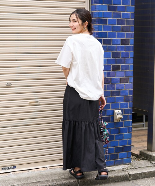 FREAK'S STORE（フリークスストア）の「<接触冷感> SUMMERCOOL ティアードスカート（スカート・レディース・ブルーグリーン/ブラック/ベージュ・ﾌﾘ-）」の6枚目の写真