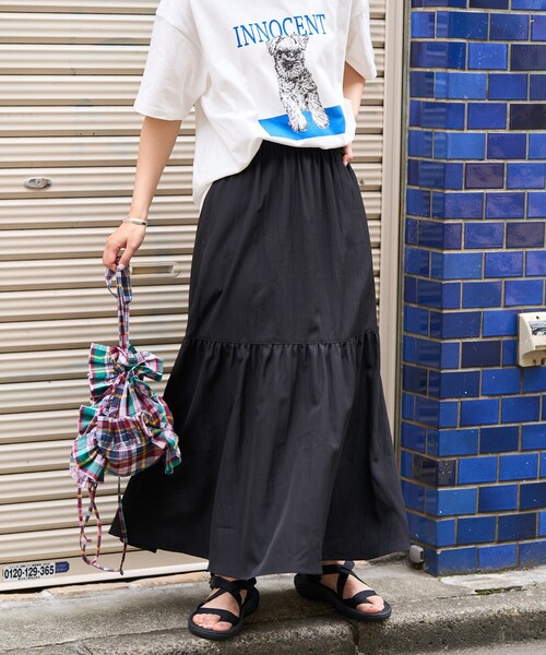 FREAK'S STORE（フリークスストア）の「<接触冷感> SUMMERCOOL ティアードスカート（スカート・レディース・ブルーグリーン/ブラック/ベージュ・ﾌﾘ-）」の8枚目の写真