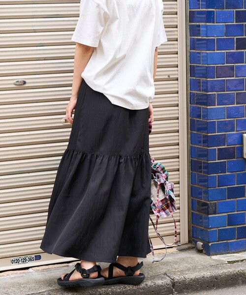 FREAK'S STORE（フリークスストア）の「<接触冷感> SUMMERCOOL ティアードスカート（スカート・レディース・ブルーグリーン/ブラック/ベージュ・ﾌﾘ-）」の9枚目の写真
