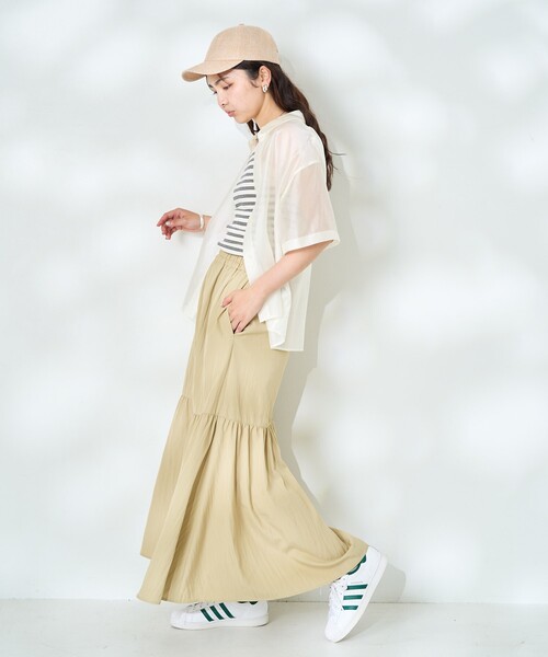 FREAK'S STORE（フリークスストア）の「<接触冷感> SUMMERCOOL ティアードスカート（スカート・レディース・ブルーグリーン/ブラック/ベージュ・ﾌﾘ-）」の18枚目の写真