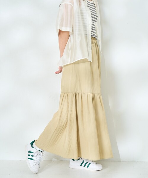FREAK'S STORE（フリークスストア）の「<接触冷感> SUMMERCOOL ティアードスカート（スカート・レディース・ブルーグリーン/ブラック/ベージュ・ﾌﾘ-）」の21枚目の写真