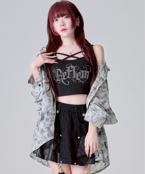 『REFLEM/レフレム』レースアップコルセットキャミソール レオパード L REFLEM/レフレム』レースアップコルセットキャミソール