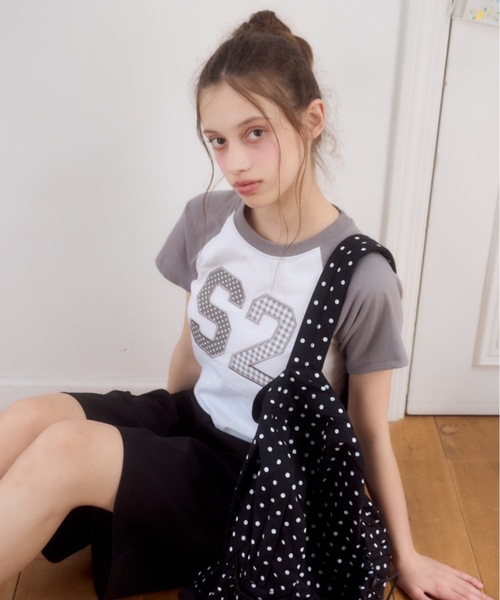 tシャツ ワッペンロゴラグランT/patch logo raglan t-shirt レディース Birthday room tシャツ ワッペンロゴラグランT/patch logo