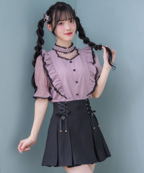 ROJITA（ロジータ）の「ハートバックルシアードットブラウス（シャツ/ブラウス・レディース・ホワイト/ピンク/ブラック・FREE）」の5枚目の写真