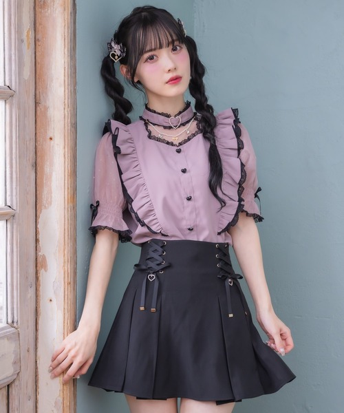 ROJITA（ロジータ）の「ハートバックルシアードットブラウス（シャツ/ブラウス・レディース・ホワイト/ピンク/ブラック・FREE）」の6枚目の写真