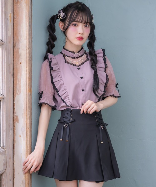 ROJITA（ロジータ）の「ハートバックルシアードットブラウス（シャツ/ブラウス・レディース・ホワイト/ピンク/ブラック・FREE）」の7枚目の写真