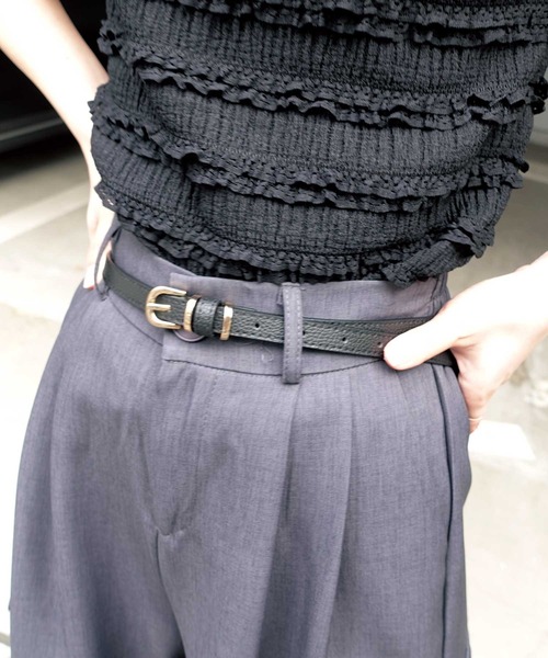 CORNERS（コーナーズ）の「フェイクレザー細ベルト（ベルト・レディース・アイボリー/ブラウン/キャメル/ブラック・FREE）」の2枚目の写真