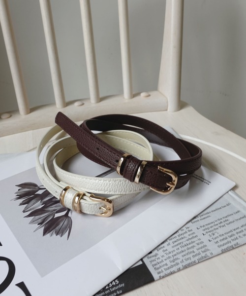 CORNERS（コーナーズ）の「フェイクレザー細ベルト（ベルト・レディース・アイボリー/ブラウン/キャメル/ブラック・FREE）」の11枚目の写真