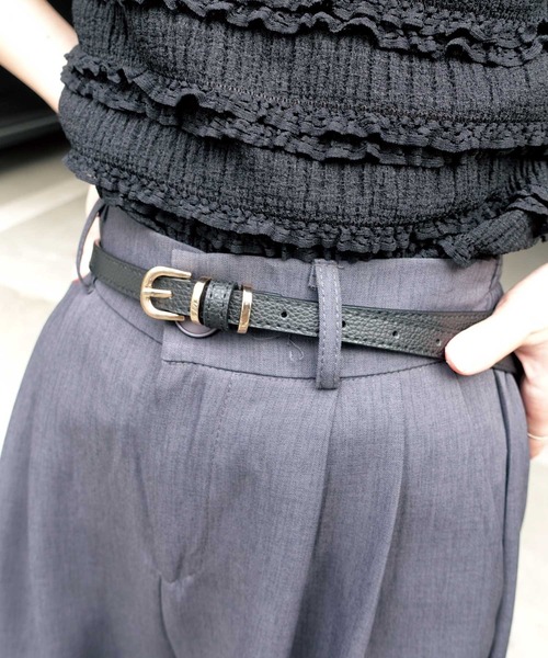 CORNERS（コーナーズ）の「フェイクレザー細ベルト（ベルト・レディース・アイボリー/ブラウン/キャメル/ブラック・FREE）」の5枚目の写真