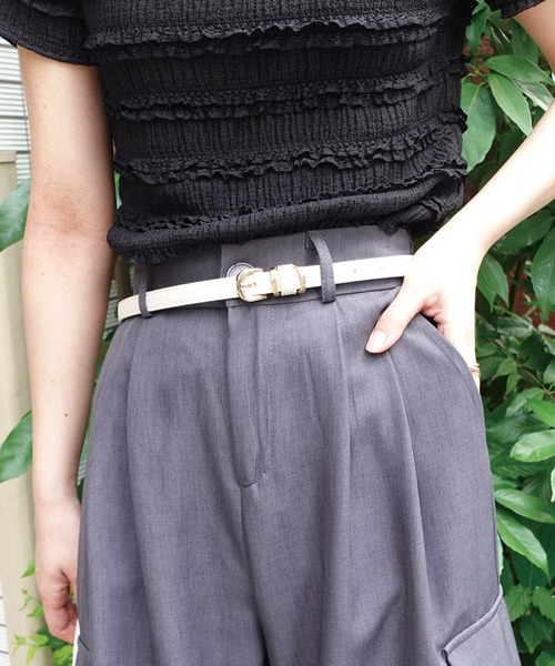 CORNERS（コーナーズ）の「フェイクレザー細ベルト（ベルト・レディース・アイボリー/ブラウン/キャメル/ブラック・FREE）」の6枚目の写真