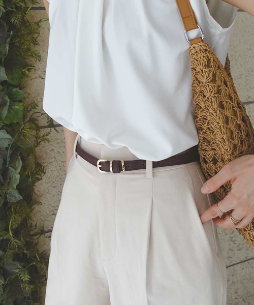 CORNERS（コーナーズ）の「フェイクレザー細ベルト（ベルト・レディース・アイボリー/ブラウン/キャメル/ブラック・FREE）」の8枚目の写真