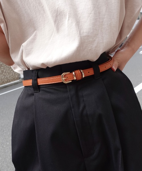 CORNERS（コーナーズ）の「フェイクレザー細ベルト（ベルト・レディース・アイボリー/ブラウン/キャメル/ブラック・FREE）」の10枚目の写真