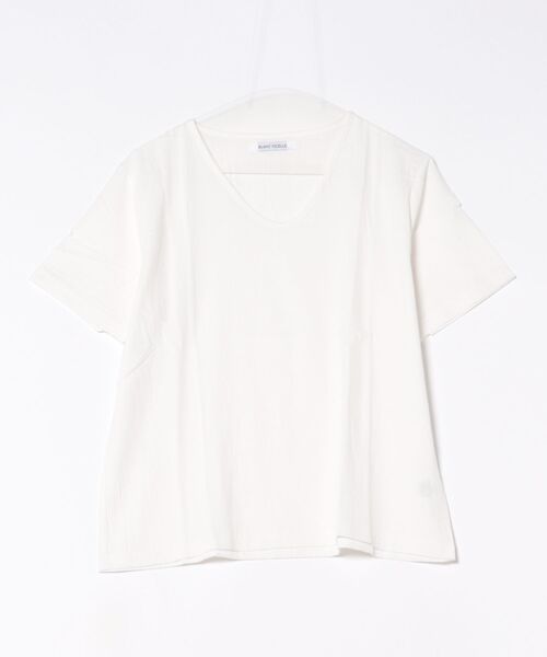 BLANC FICELLE(ブランフィセル)の「麻混 Vネック 5分袖シャツ(シャツ/ブラウス・レディース・ホワイト/ピンク/パープル/イエロー・M/L/XL)」の13枚目の写真