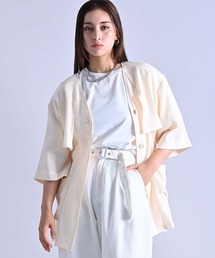 RAW FUDGE（ローファッジ）の「ワーク風ショートスリーブジャケット（ノーカラージャケット）」