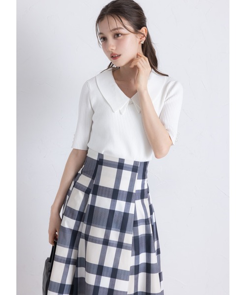 tocco closet(トッコ クローゼット)の「ウエストダーツチェック柄フレアスカート(スカート・レディース・ブラック/ピンク/バーガンディー・M)」の11枚目の写真
