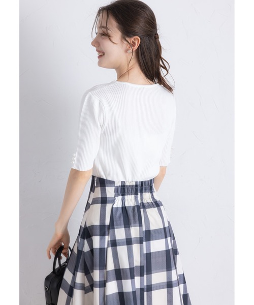 tocco closet(トッコ クローゼット)の「ウエストダーツチェック柄フレアスカート(スカート・レディース・ブラック/ピンク/バーガンディー・M)」の12枚目の写真
