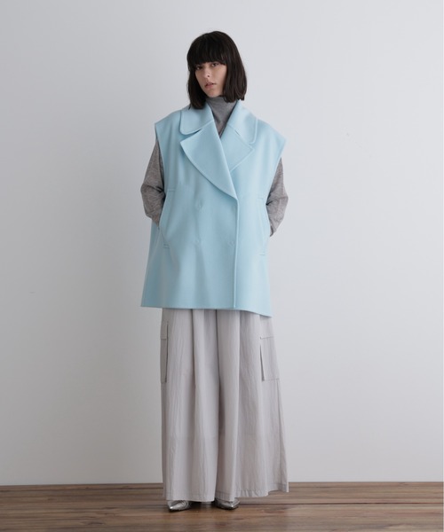 lephil ソフトウールリバー　ジレ ブルー　ポンチョ　スタニング コート ◇ ソフトウールリバージレ（ピーコート）｜LE PHIL（ルフィル
