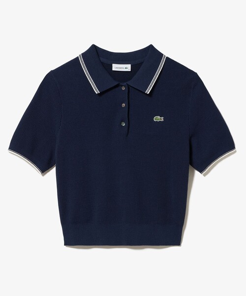 配色ライン コンパクトニットポロシャツ（ポロシャツ）｜LACOSTE