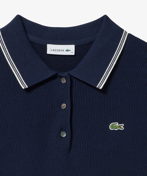 未使用　LACOSTE 青 ポロシャツ 襟白ライン LACOSTE ポロシャツ 「SHIPS別注」LACOSTE: NEW 70's ドロップ