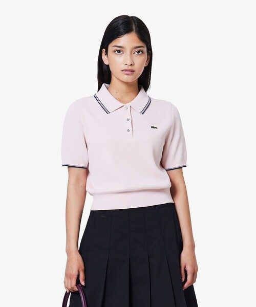 配色ライン コンパクトニットポロシャツ（ポロシャツ）｜LACOSTE