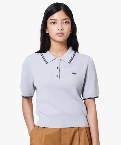 LACOSTE(ラコステ)の「配色ライン コンパクトニットポロシャツ(ポロシャツ・レディース・グレー/ネイビー/ピンク・40/38/34/36)」の14枚目の写真