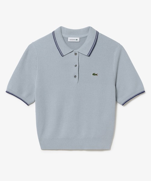 LACOSTE(ラコステ)の「配色ライン コンパクトニットポロシャツ(ポロシャツ・レディース・グレー/ネイビー/ピンク・40/38/34/36)」の5枚目の写真