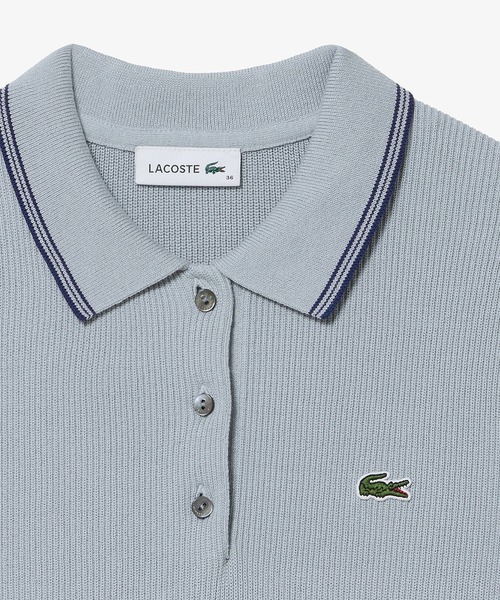 LACOSTE(ラコステ)の「配色ライン コンパクトニットポロシャツ(ポロシャツ・レディース・グレー/ネイビー/ピンク・40/38/34/36)」の7枚目の写真