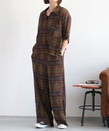 TOUJOURS ブラウン系チェック パンツ 新品未使用 ギンガムチェックパンツ(ブラウン) | COPINE