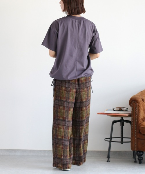 cepo(セポ)の「〈セットアップ可能〉涼感/イージーケア シアープリーツチェックパンツ(その他パンツ・レディース・ブラウン系/ネイビー系・M)」の12枚目の写真