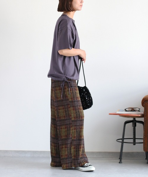 cepo(セポ)の「〈セットアップ可能〉涼感/イージーケア シアープリーツチェックパンツ(その他パンツ・レディース・ブラウン系/ネイビー系・M)」の13枚目の写真