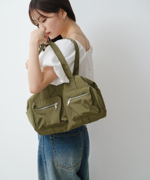 Kastane（カスタネ）の「【500mlペットボトル収納可】ナイロンボストンバッグ（ボストンバッグ・レディース・カーキ/ブラック/アイボリー・FREE）」の6枚目の写真