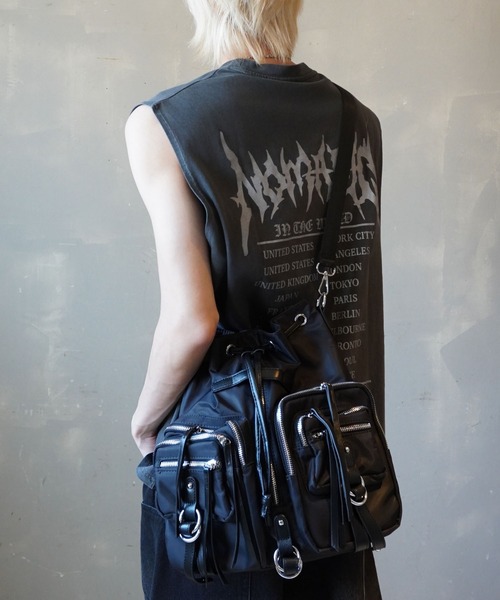 ソニック　リュック　y2k グランジ グランジデニムナップサック/ユニセックス/Y2Kリュック/軽量バッグ