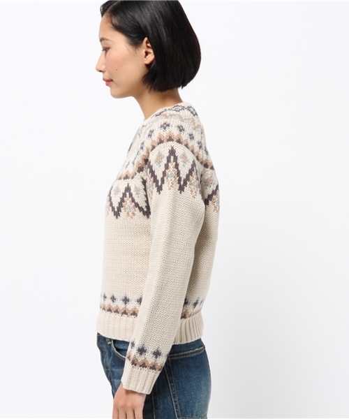 Another Edition(アナザーエディション)の「ウールアクリル求心ジャカードプルオーバー/AEBC W/AC キュウシンJQ PO(ニット/セーター・レディース・オフホワイト/ネイビー・フリー)」の4枚目の写真