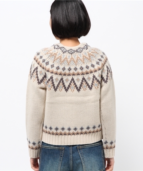 Another Edition(アナザーエディション)の「ウールアクリル求心ジャカードプルオーバー/AEBC W/AC キュウシンJQ PO(ニット/セーター・レディース・オフホワイト/ネイビー・フリー)」の5枚目の写真