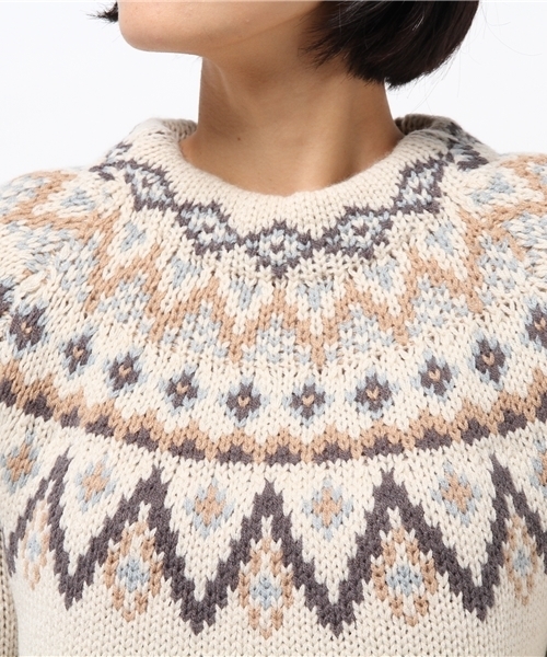 Another Edition(アナザーエディション)の「ウールアクリル求心ジャカードプルオーバー/AEBC W/AC キュウシンJQ PO(ニット/セーター・レディース・オフホワイト/ネイビー・フリー)」の6枚目の写真