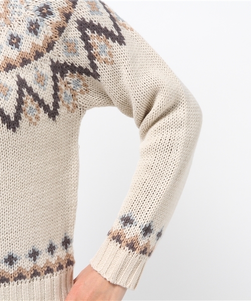 Another Edition(アナザーエディション)の「ウールアクリル求心ジャカードプルオーバー/AEBC W/AC キュウシンJQ PO(ニット/セーター・レディース・オフホワイト/ネイビー・フリー)」の7枚目の写真