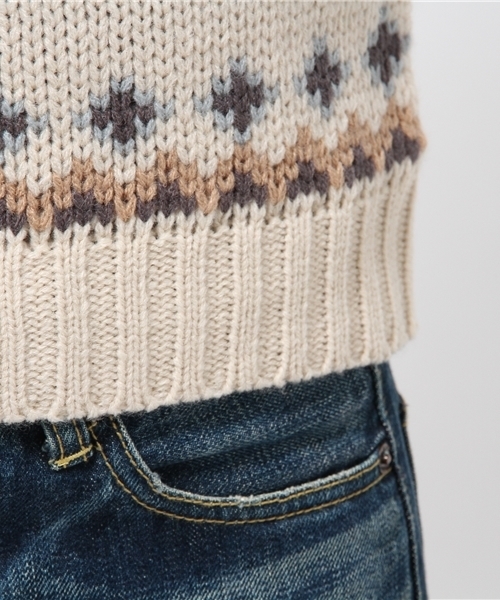 Another Edition(アナザーエディション)の「ウールアクリル求心ジャカードプルオーバー/AEBC W/AC キュウシンJQ PO(ニット/セーター・レディース・オフホワイト/ネイビー・フリー)」の8枚目の写真