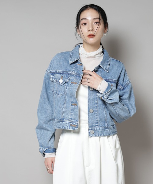 SOMETHING（サムシング）の「Something/BIG DETAIL DENIM JACKET（デニムジャケット・レディース・ライトブルー/ダークブルー・FREE）」の2枚目の写真