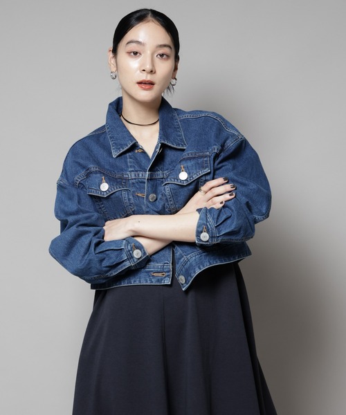 SOMETHING（サムシング）の「Something/BIG DETAIL DENIM JACKET（デニムジャケット・レディース・ライトブルー/ダークブルー・FREE）」の12枚目の写真