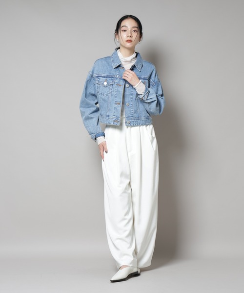 SOMETHING（サムシング）の「Something/BIG DETAIL DENIM JACKET（デニムジャケット・レディース・ライトブルー/ダークブルー・FREE）」の6枚目の写真