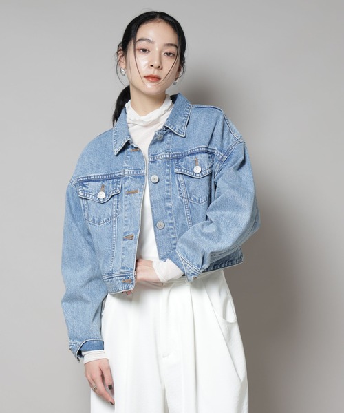SOMETHING（サムシング）の「Something/BIG DETAIL DENIM JACKET（デニムジャケット・レディース・ライトブルー/ダークブルー・FREE）」の3枚目の写真