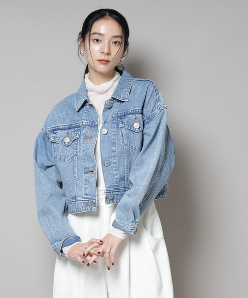 SOMETHING（サムシング）の「Something/BIG DETAIL DENIM JACKET（デニムジャケット・レディース・ライトブルー/ダークブルー・FREE）」の5枚目の写真